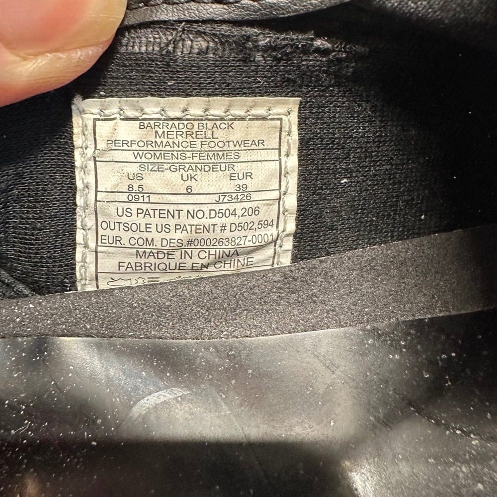 Merrell Barrado Sneakers Womens 8.5 Black Zip Mesh Leather J73426 - Picture 10 of 13